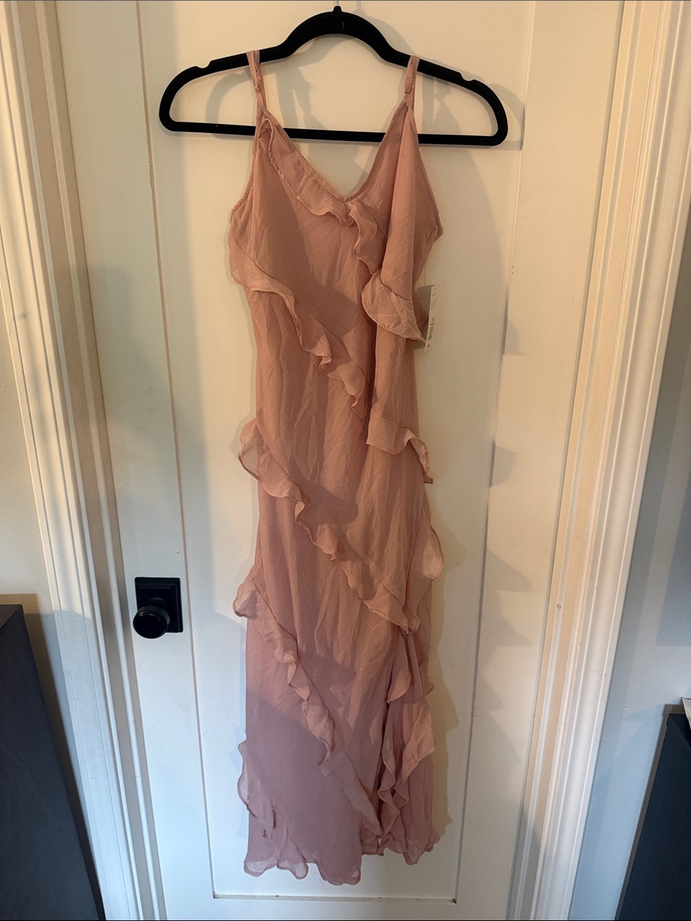 Women's Pink Ruffle Slip Dress